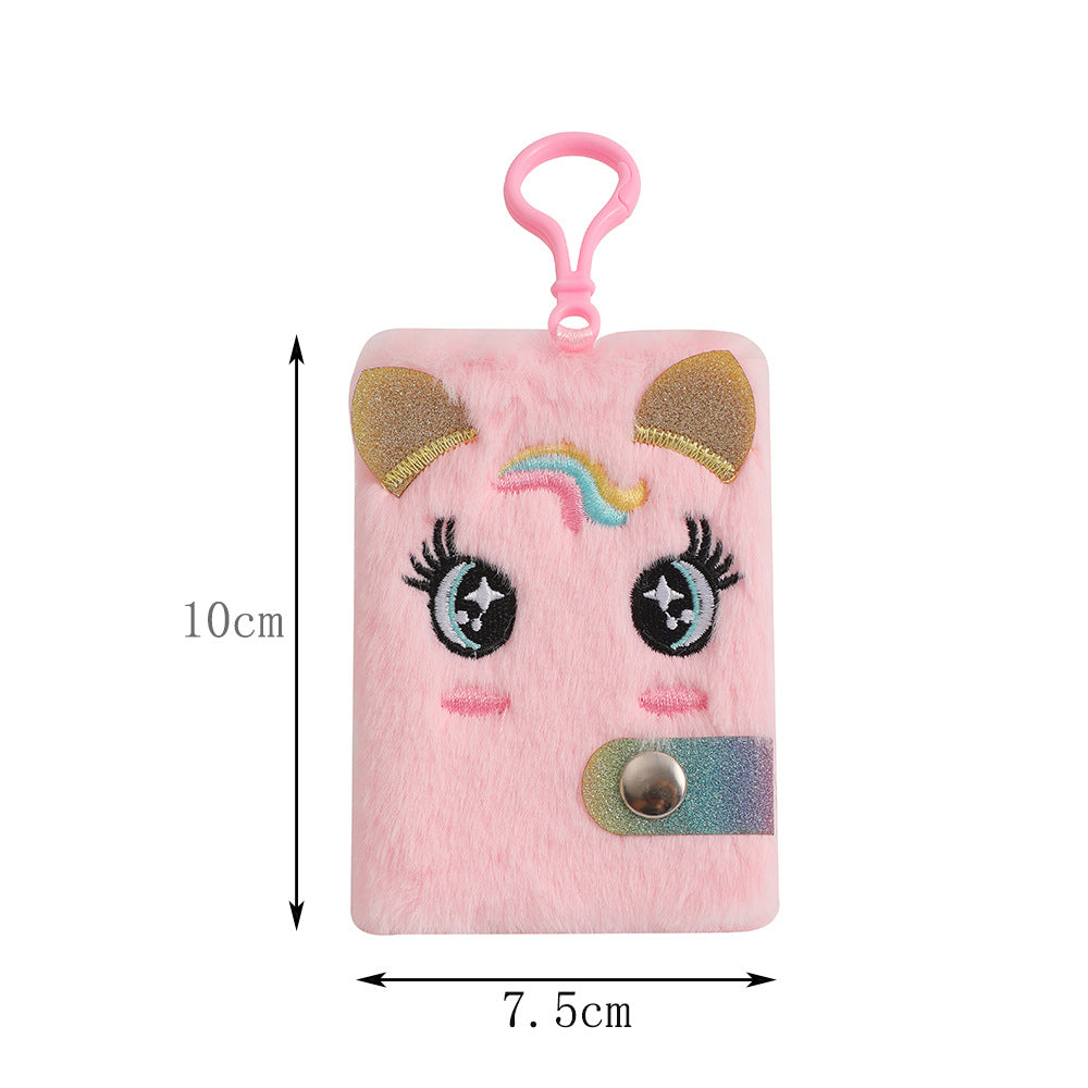 Wholesale Mini Unicorn Cartoon Plush Snap Notebook